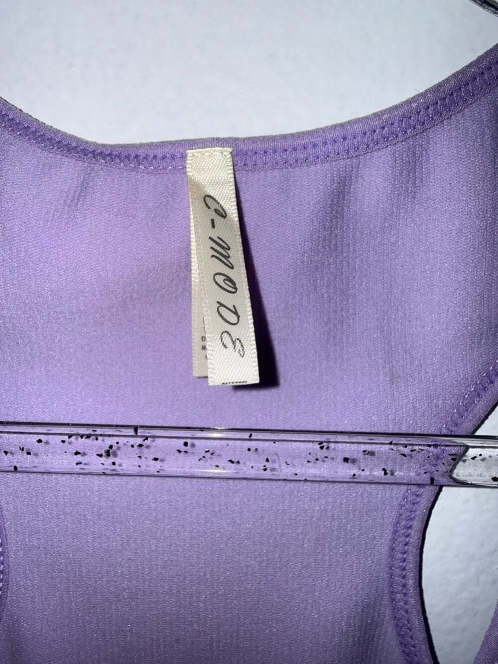 💲C-MODE Purple Ribbed Seamless Racerback Tank Top Style T1005 - Picture 3 of 4